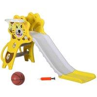 Aiyaplay 2 In 1 Kids Slide For Indoor Use With Basketball Hoop, Yellow