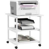 HOMCOM Mobile Printer Stand With Storage, White, White