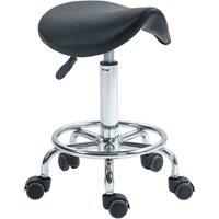 HOMCOM Saddle Chair, Rolling Salon Stool For Massage, Black, Black
