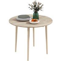 HOMCOM Foldable Dining Table, Round Drop Leaf Table, Brown