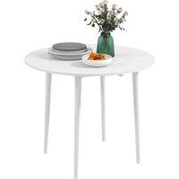 HOMCOM Foldable Dining Table, Round Drop Leaf Table, White