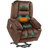 HOMCOM Lift Chair With Vibration Massage, Heat, Brown, Brown