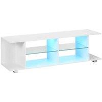 HOMCOM Tv Stand 145cm Tv Unit With Rgb Led Light For 60''tv White, White