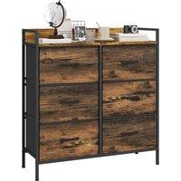 HOMCOM Bedroom Chest Of Drawers 6 Drawer W/ Shelf, Brown, Brown