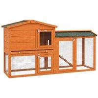 PawHut Wooden Rabbit Hutch With Run & Ramp - Orange, Orange