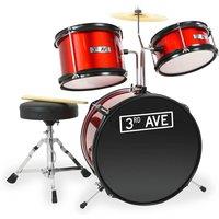 3Rd Avenue 3 Piece Beginner Junior Drum Kit - Red, Red