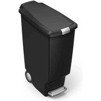 Simplehuman 40L Slim Plastic Pedal Bin - Black, Black