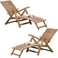Garden Gear Acacia Steamer Deck Chair X 2, Brown