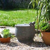 Garden Gear Granite Effect Birdbath Water Feature With Two Birds, Grey