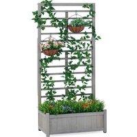 Garden Gear Raised Wooden Planter With Climbing Trellis, Grey