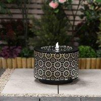 Garden Gear Mosaic Lantern Effect Metal Water Feature, Grey