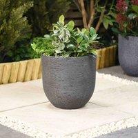 Garden Gear Stone Effect Dark Grey Planter 26Cm, Grey