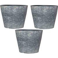Garden Gear Stone Effect Grey 36.5Cm Planter X 3, Grey
