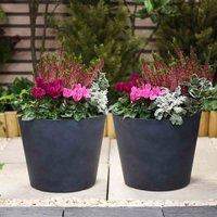 Garden Gear Stone Effect Dark Grey 30.5Cm Planter X 2, Grey