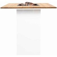 Pacific Cosiloft 100 White And Teak Fire Pit Bar Table, White