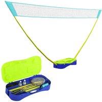 Sportnow Portable Badminton Net Set With Volleyball Net Rackets Shuttlecocks, Black