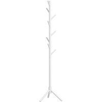 HOMCOM Coat Rack Bamboo Coat Stand w/ 8 Hooks For Handbags, White, White