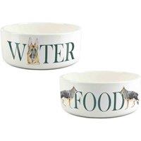 Purely Home German Shepherd Food & Water Bowl Set By Rhiannon Chauncey, White