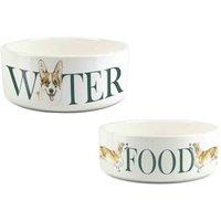 Purely Home Corgi Food & Water Bowl Set By Rhiannon Chauncey, White