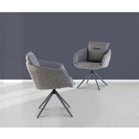 World Furniture Set Of 2 Laguna Dining Chair - Grey Fabric PU Mix Black Leg