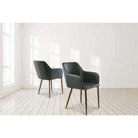 World Furniture Set Of 2 Regency Dining Chair - Dark Green Brushed Brass Leg, Green