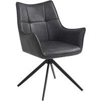 World Furniture Set Of 2 Vito Dining Armchair - Charcoal PU Black Leg, Grey