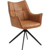 World Furniture Set Of 2 Vito Dining Armchair - Tan PU Black Leg, Brown