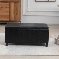 Artemis Home Davenport Leather Storage Ottoman - Black, Black