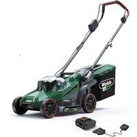 Webb 20V 33Cm 14inch Cordless Rotary Lawnmower 4Ah Battery & Charger New, Green
