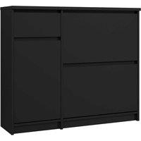 Indoor Furniture Group Naia Shoe Cabinet With 2 Shoe Compartments 1 Door And 1 Drawer In Black Matt