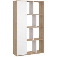 Indoor Furniture Group Maze Bookcase With 1 Door In Jackson Hickory And White High Gloss, White