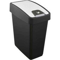 Keeeper Premium Waste Bin With Flip Lid 25 Litre - Black Silver, Multi