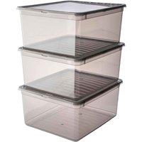 Keeeper Set Of 3 Storage Boxes 18 Litre With Lid And Air Control System, Multi