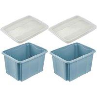 Keeeper Blue Turn Around Stacking Box 30 Litre With Lid - Set Of 2, Blue