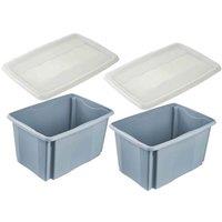 Keeeper Blue Turn Around Stacking Box 45 Litre With Lid - Set Of 2, Blue