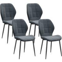 HOMCOM Modern Style Kitchen Chairs Set of 4 w/ Flannel Upholstered, Dark Grey, Grey