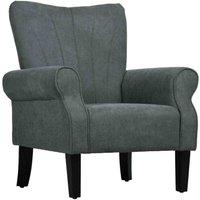 HOMCOM Armchair, Upholstered Modern Accent Chair w/ Wood Legs, Grey, Grey