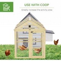 PawHut Chicken Run, Wooden Chicken Coop w/ Combinable Design-Natural Wood Finish