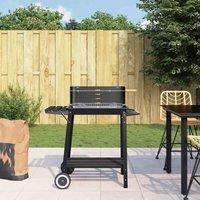 vidaXL Charcoal BBQ Grill with Wheels Black Steel, Black