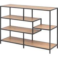 Indoor Furniture Group Furniture To Go Seaford Wide Black Metal Bookcase With 4 Oak Shelves, Black