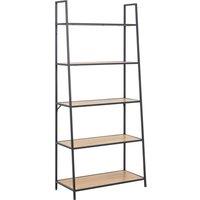Indoor Furniture Group Furniture To Go Seaford Black Metal Ladder Bookcase With 5 Oak Shelves, Black