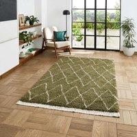 Think Rugs Boho Green Runner 60 x 230cm Polypropylene Berber 8280, Green