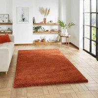 Think Rugs Sierra Terracotta Rectangle 080 x 150cm Polypropylene Plain Shaggy 9000, Brown