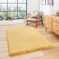 Think Rugs Super Teddy Mustard Rectangle 080 x 150cm Polyester Plain Shaggy, Yellow