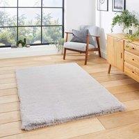 Think Rugs Super Teddy Silver Rectangle 060 x 120cm Polyester Plain Shaggy, Silver