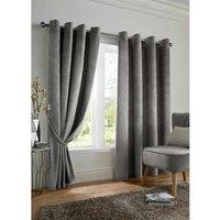 Luxury Living Velvet Blackout 90 x 72 Silver Ring Top Curtains, Silver