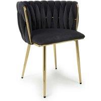 2 X Ontario Brushed Velvet Black Dining Chairs, Black
