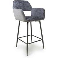 Shankar 2 X Sorento Chenille Corduroy Blue Grey Bar Chairs, Blue