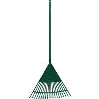 JVL Outdoor Garden Lawn Leaf Rake w/ Telescopic Handle, Green