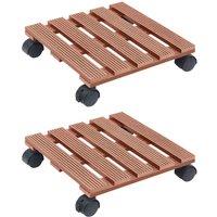 vidaXL Plant Trolleys 2 pcs Brown 30x30x7.5cm WPC, Brown